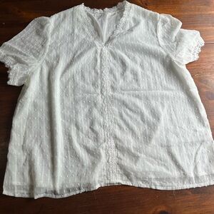 Elegant White Lace Trim Blouse